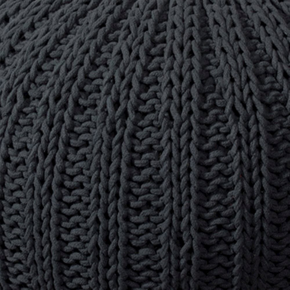 Celtic Cotton Indoor Pouf in Black, 20" x 20" x 16". Picture 3