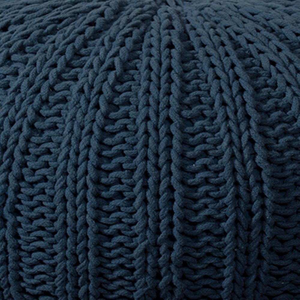 Celtic Cotton Indoor Pouf in Blue, 20" x 20" x 16". Picture 3