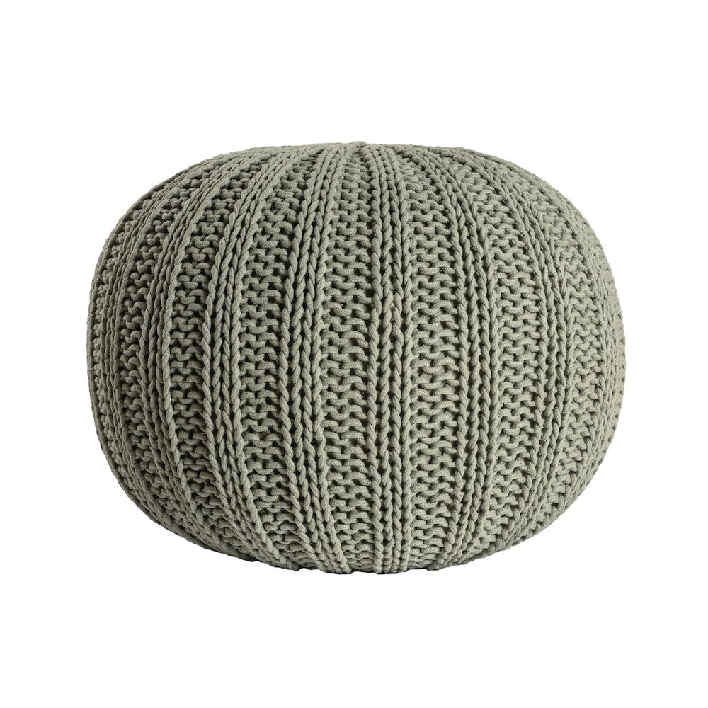 Celtic Cotton Indoor Pouf in Green, 20" x 20" x 16". Picture 1