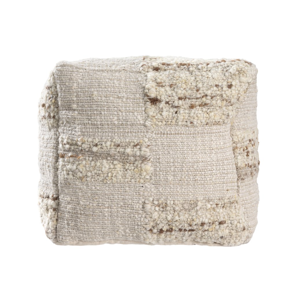Geoblend Pouf Jute Blend Indoor Pouf in Ivory/Brown, 18" x 18" x 18". Picture 1