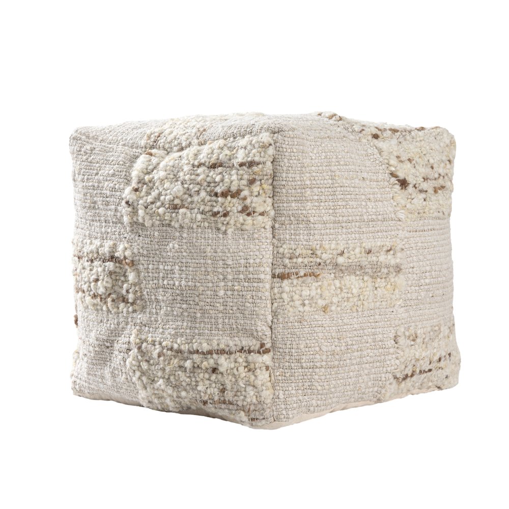 Geoblend Pouf Jute Blend Indoor Pouf in Ivory/Brown, 18" x 18" x 18". Picture 3