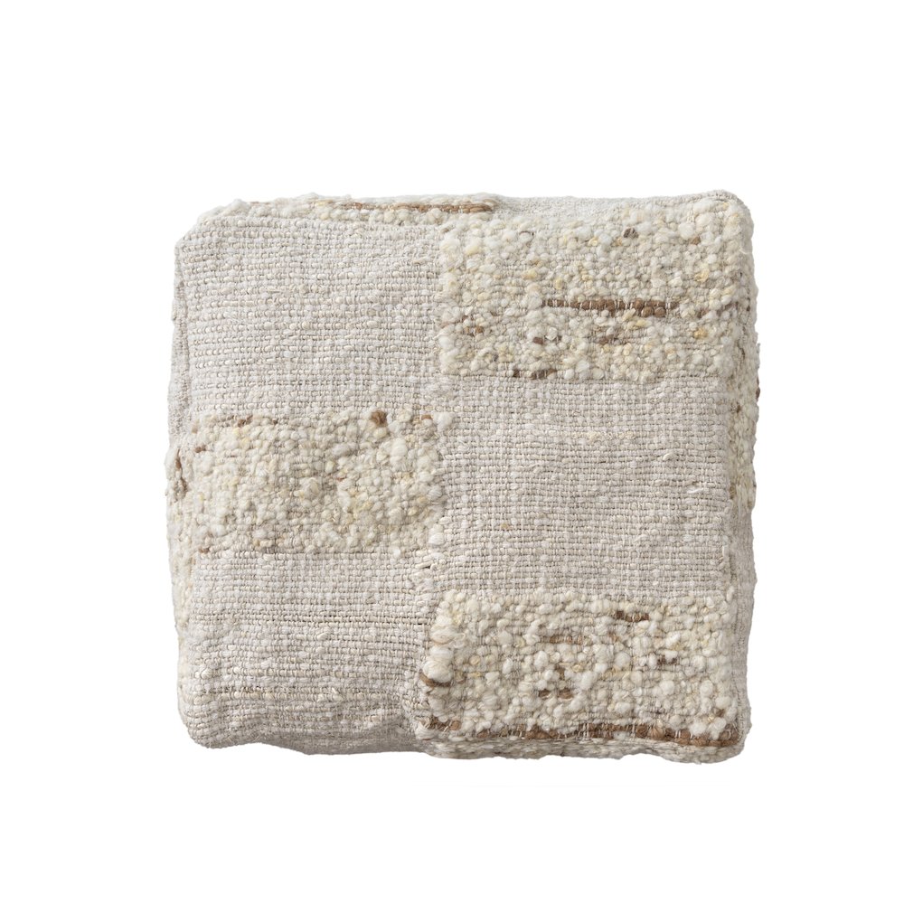 Geoblend Pouf Jute Blend Indoor Pouf in Ivory/Brown, 18" x 18" x 18". Picture 4