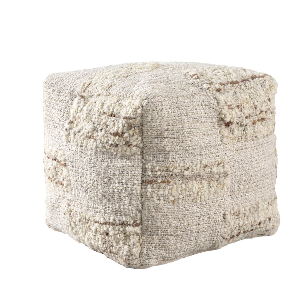 Geoblend Pouf Jute Blend Indoor Pouf in Ivory/Brown, 18" x 18" x 18". Picture 7
