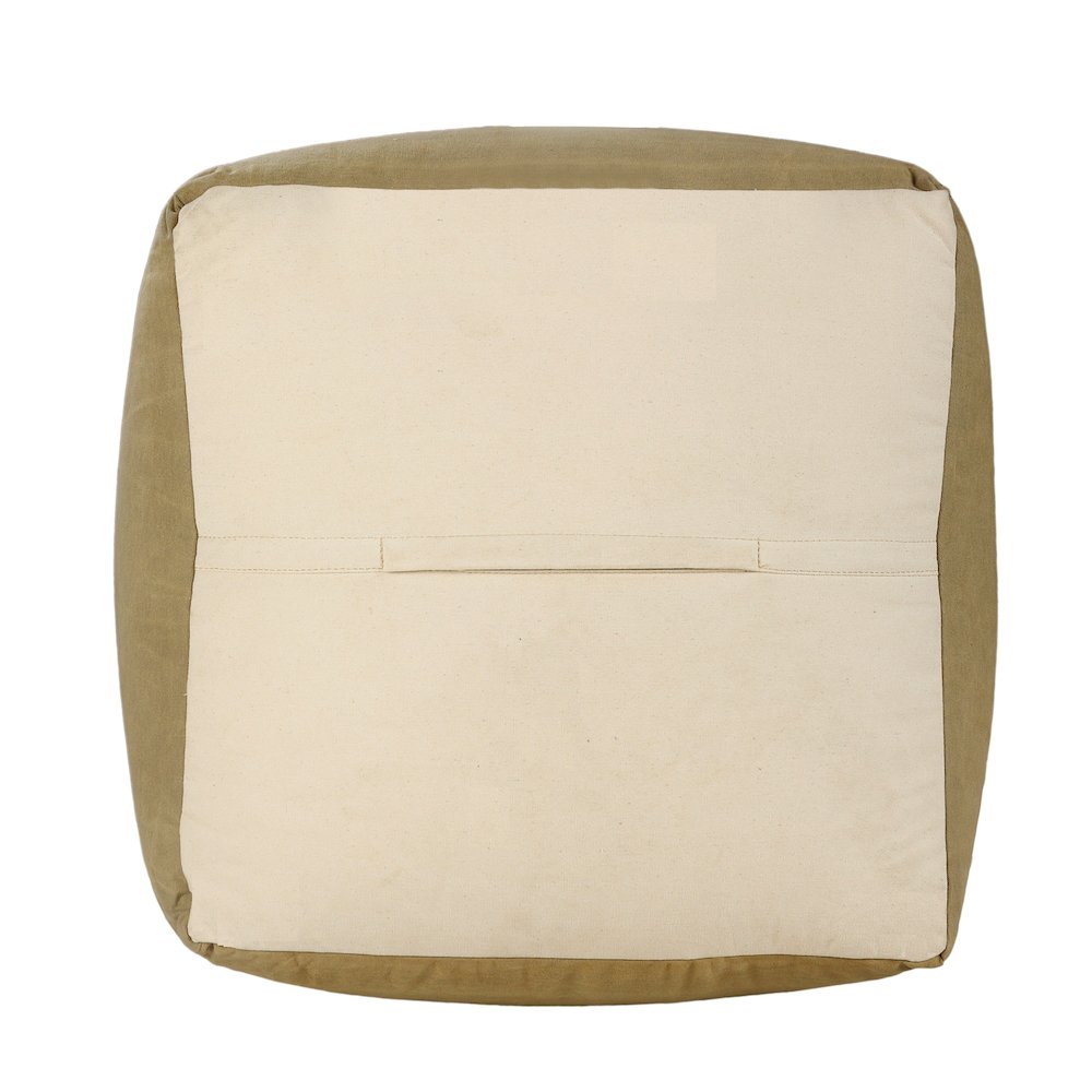 Cadet Cotton Indoor Pouf in Brown/Cream, 20" x 20" x 20". Picture 3