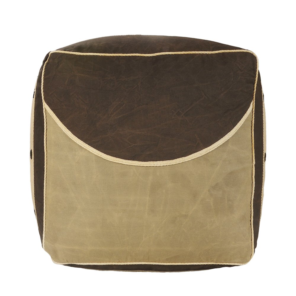Cadet Cotton Indoor Pouf in Brown/Cream, 20" x 20" x 20". Picture 4