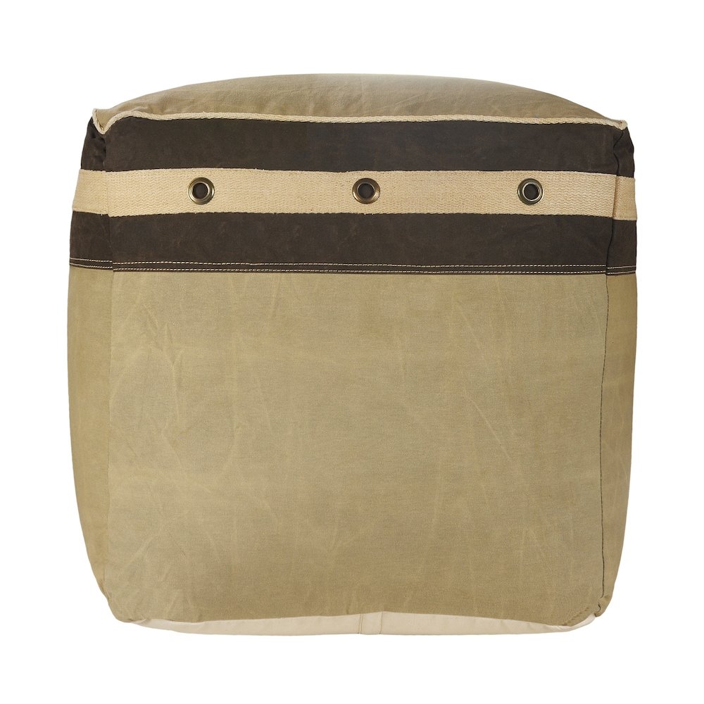 Cadet Cotton Indoor Pouf in Brown/Cream, 20" x 20" x 20". Picture 5