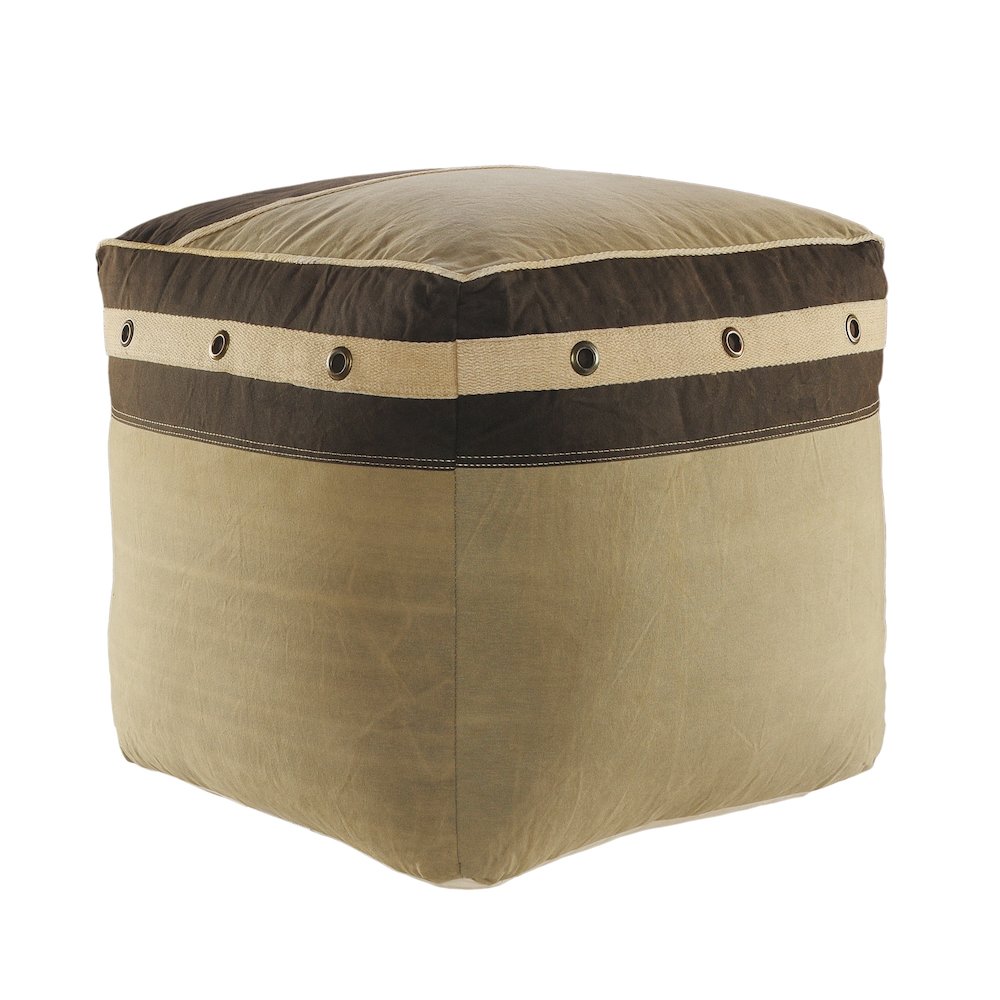 Cadet Cotton Indoor Pouf in Brown/Cream, 20" x 20" x 20". Picture 6
