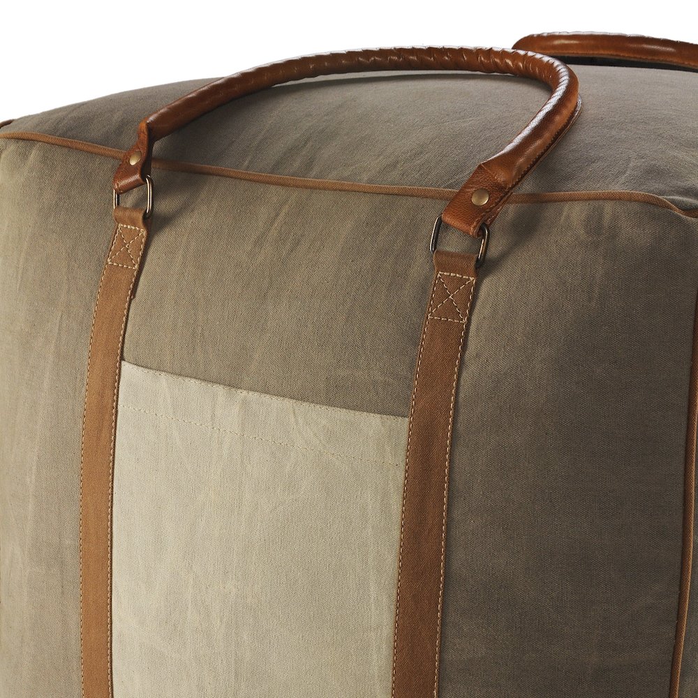 Cadet Cotton Blend Indoor Pouf in Gray/Brown, 20" x 20" x 20". Picture 2