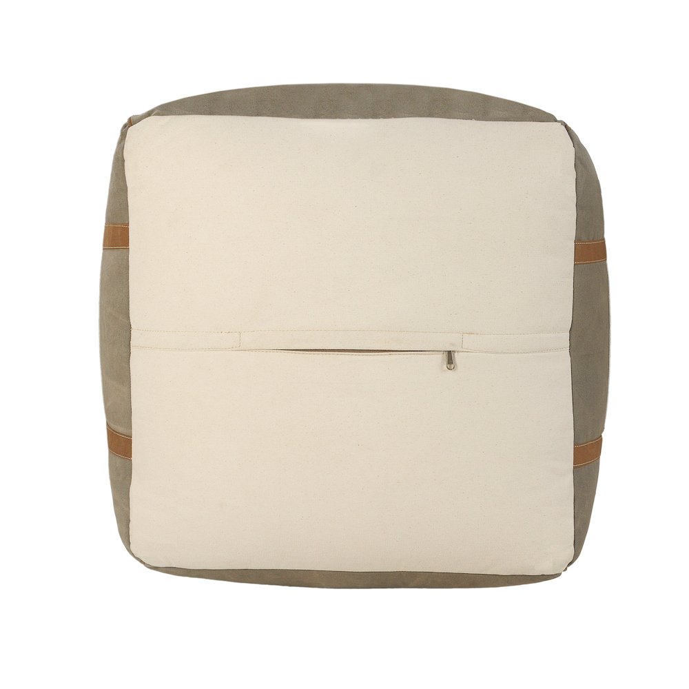 Cadet Cotton Blend Indoor Pouf in Gray/Brown, 20" x 20" x 20". Picture 3