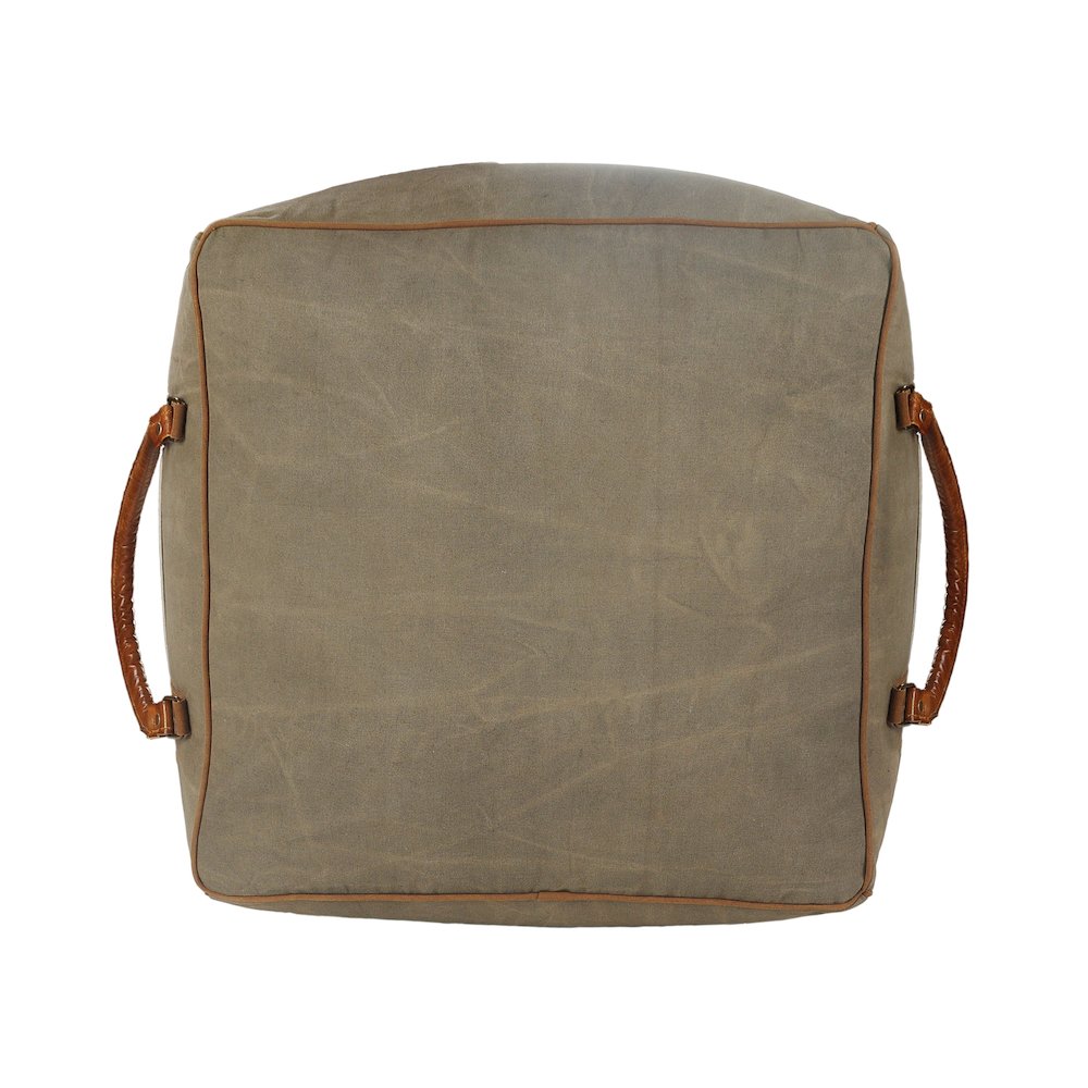 Cadet Cotton Blend Indoor Pouf in Gray/Brown, 20" x 20" x 20". Picture 4