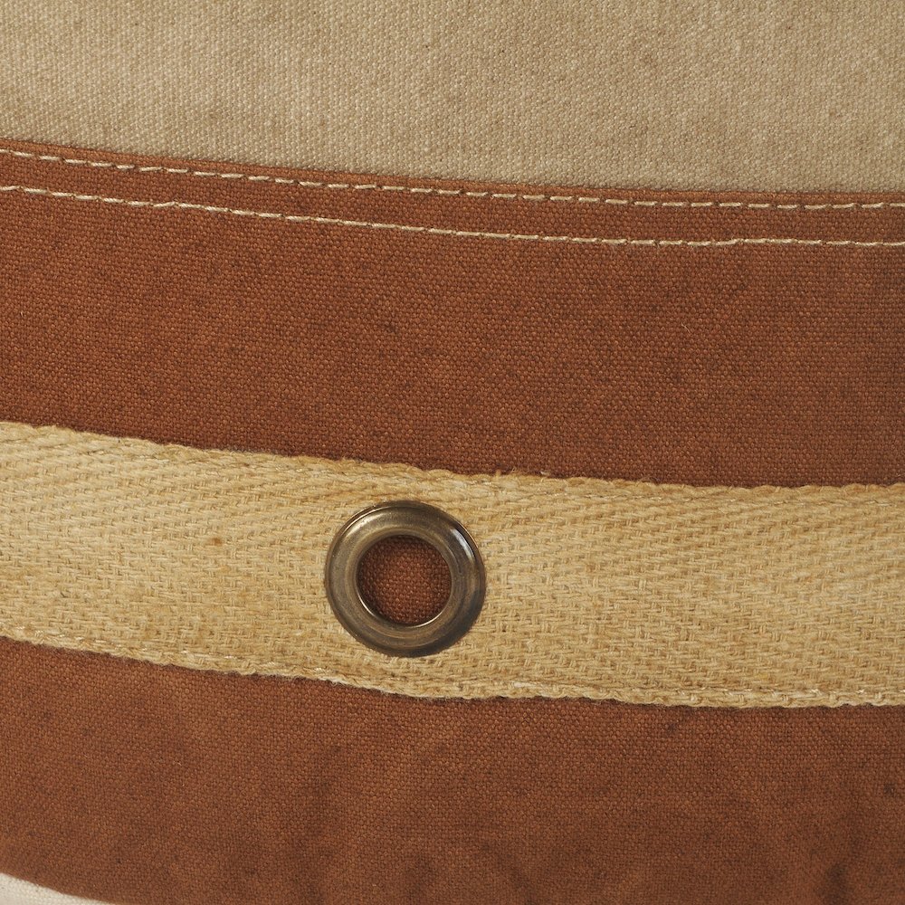 Cadet Cotton Indoor Pouf in Tan/Cream, 16" x 16" x 16". Picture 2