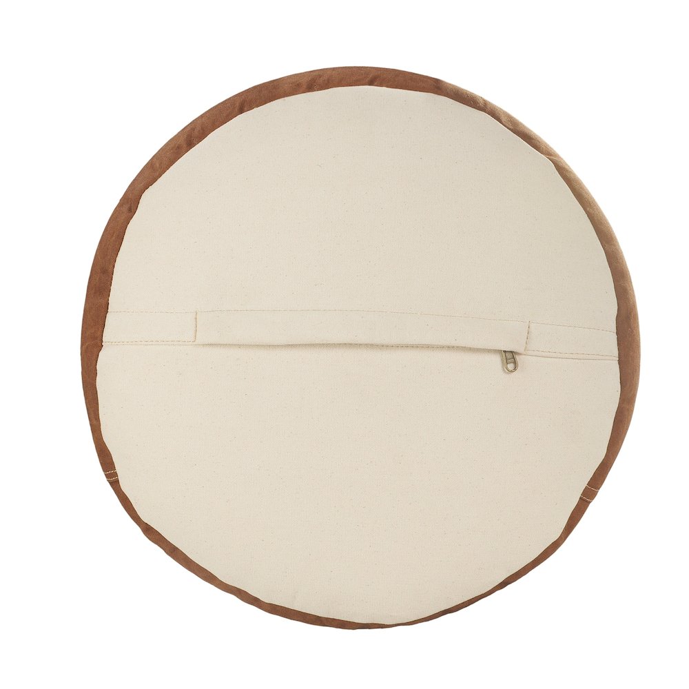 Cadet Cotton Indoor Pouf in Tan/Cream, 16" x 16" x 16". Picture 3