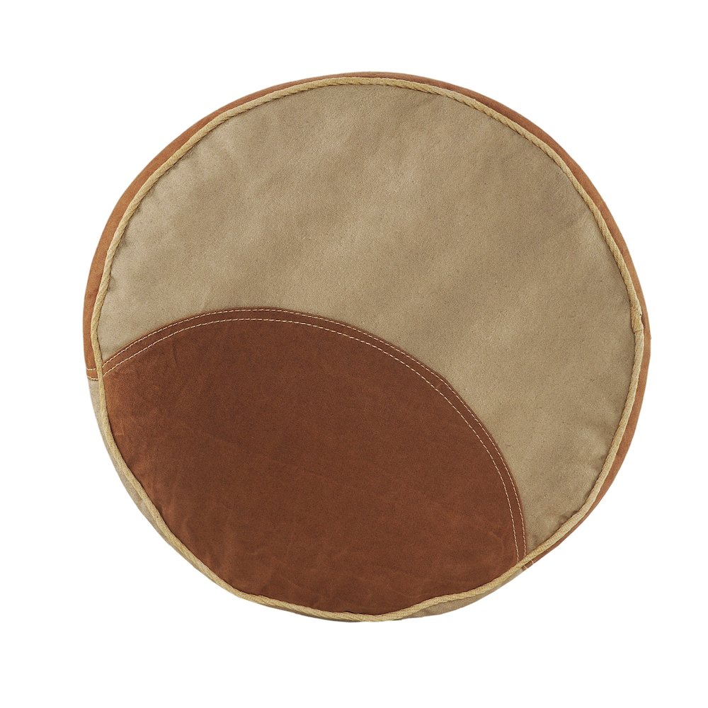 Cadet Cotton Indoor Pouf in Tan/Cream, 16" x 16" x 16". Picture 4