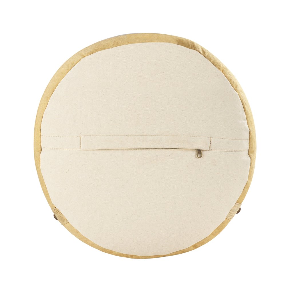 Cadet Cotton Indoor Pouf in Tan/Gray, 16" x 16" x 16". Picture 3