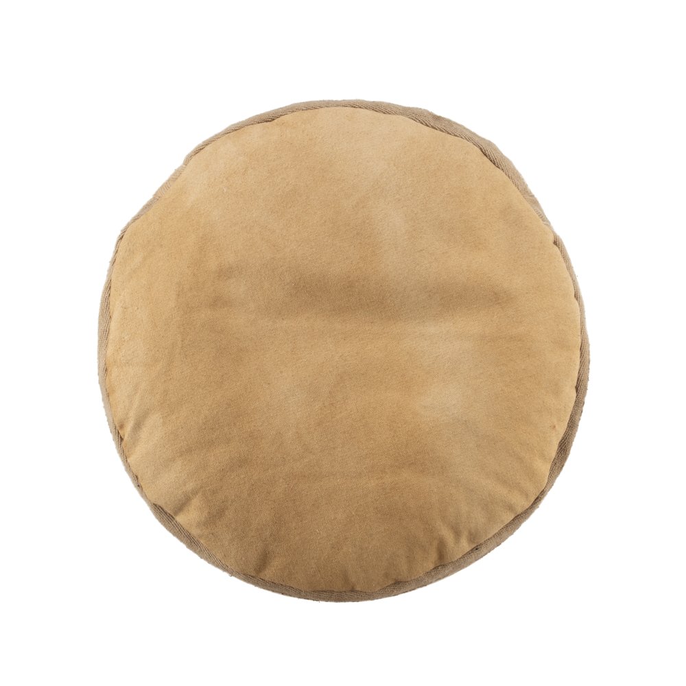 Cadet Cotton Indoor Pouf in Tan/Gray, 16" x 16" x 16". Picture 4
