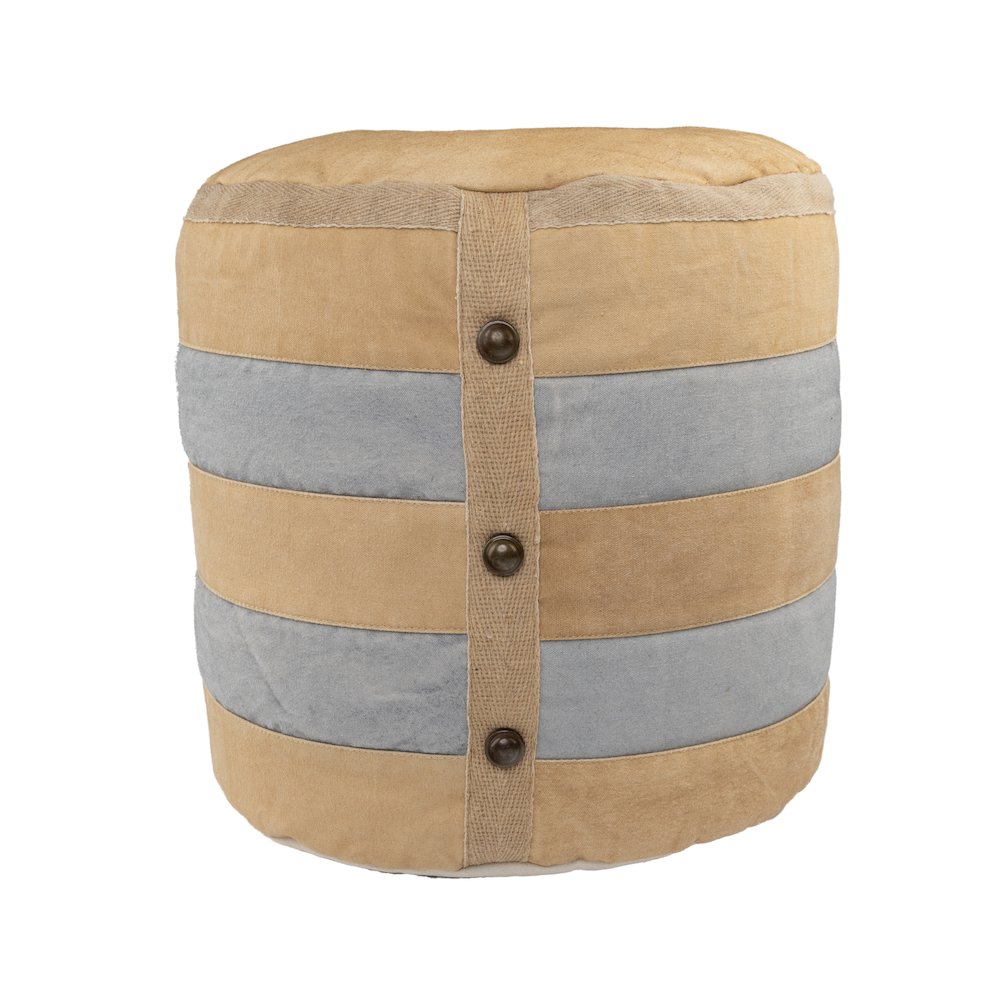 Cadet Cotton Indoor Pouf in Tan/Gray, 16" x 16" x 16". Picture 5