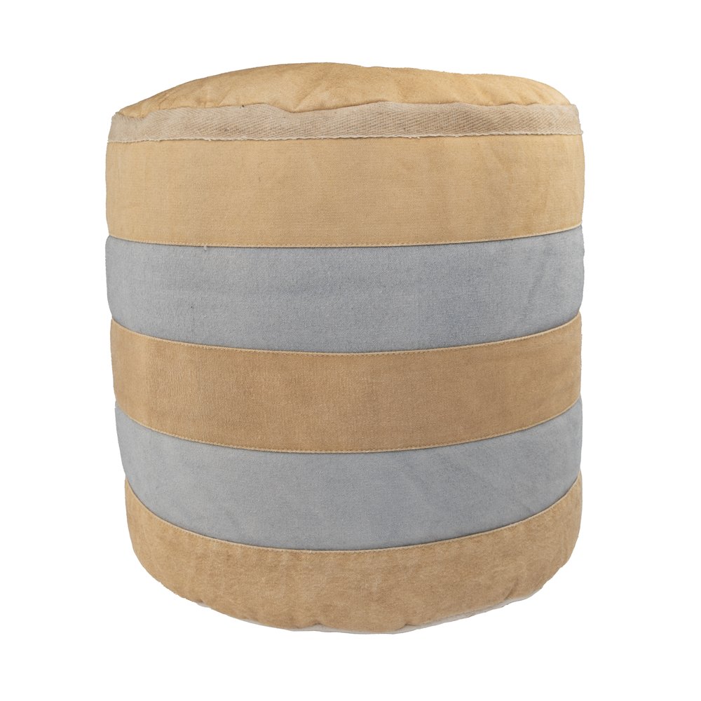Cadet Cotton Indoor Pouf in Tan/Gray, 16" x 16" x 16". Picture 6