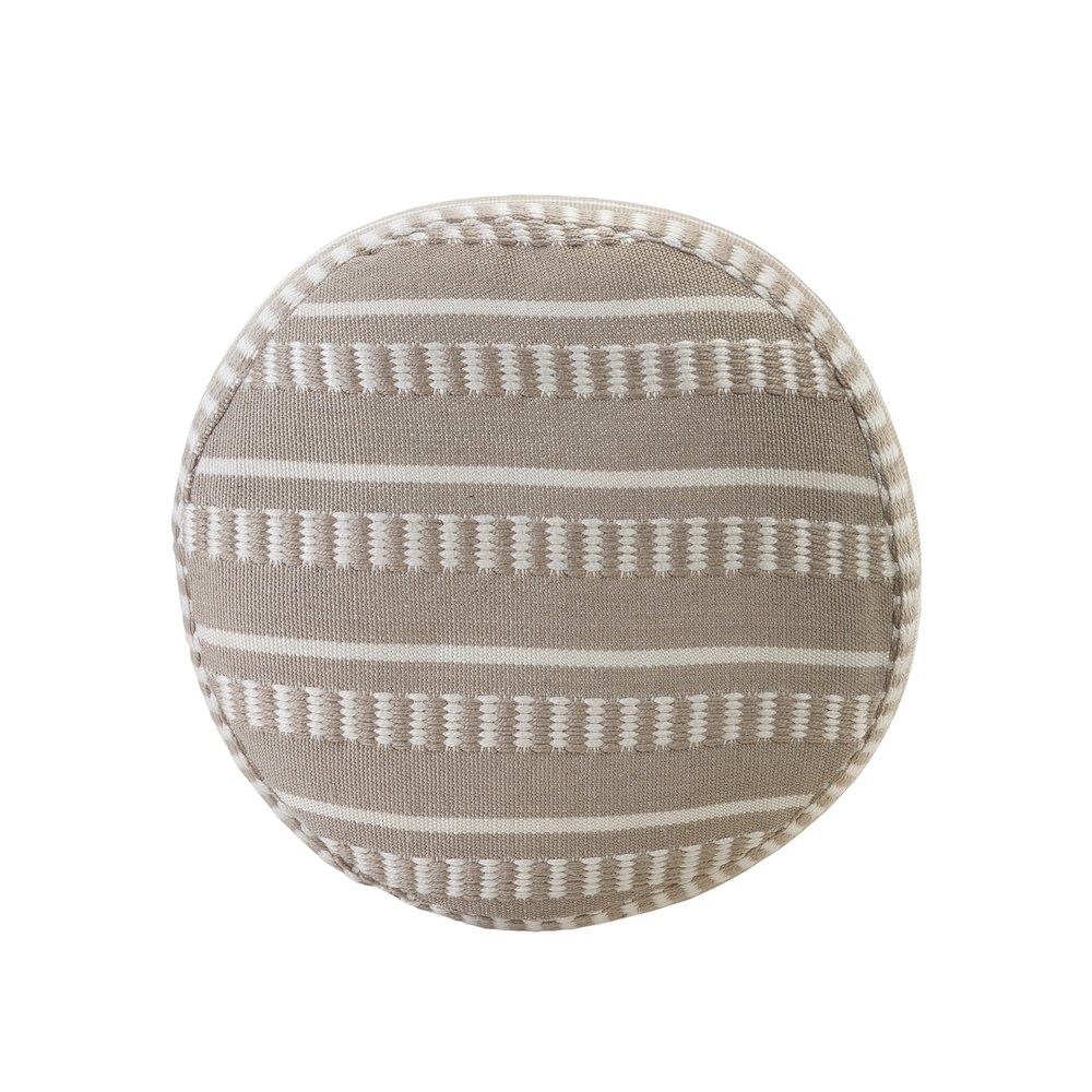 Atlantis Performance Outdoor Pouf in Brown/White, 20" x 20" x 20". Picture 3