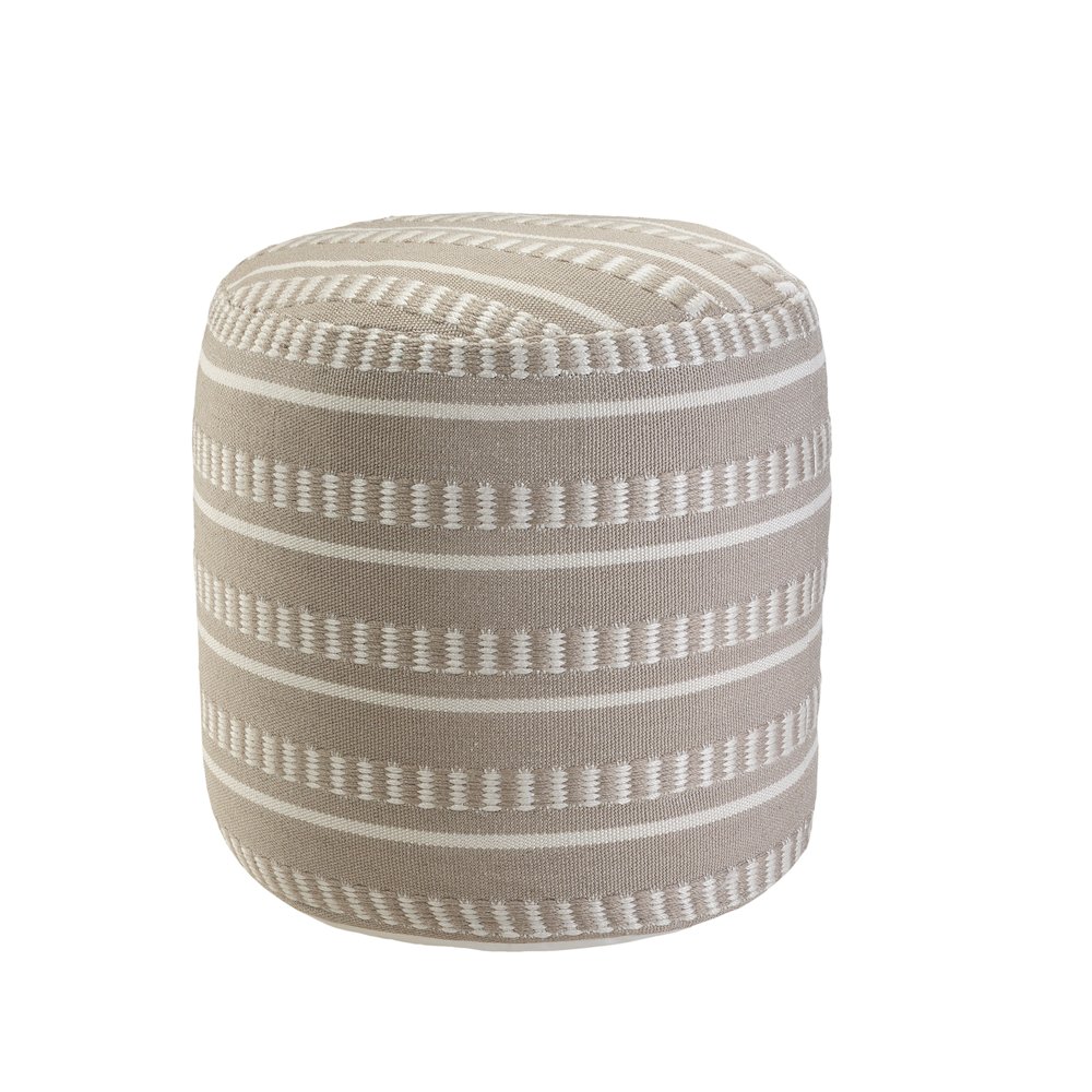 Atlantis Performance Outdoor Pouf in Brown/White, 20" x 20" x 20". Picture 4
