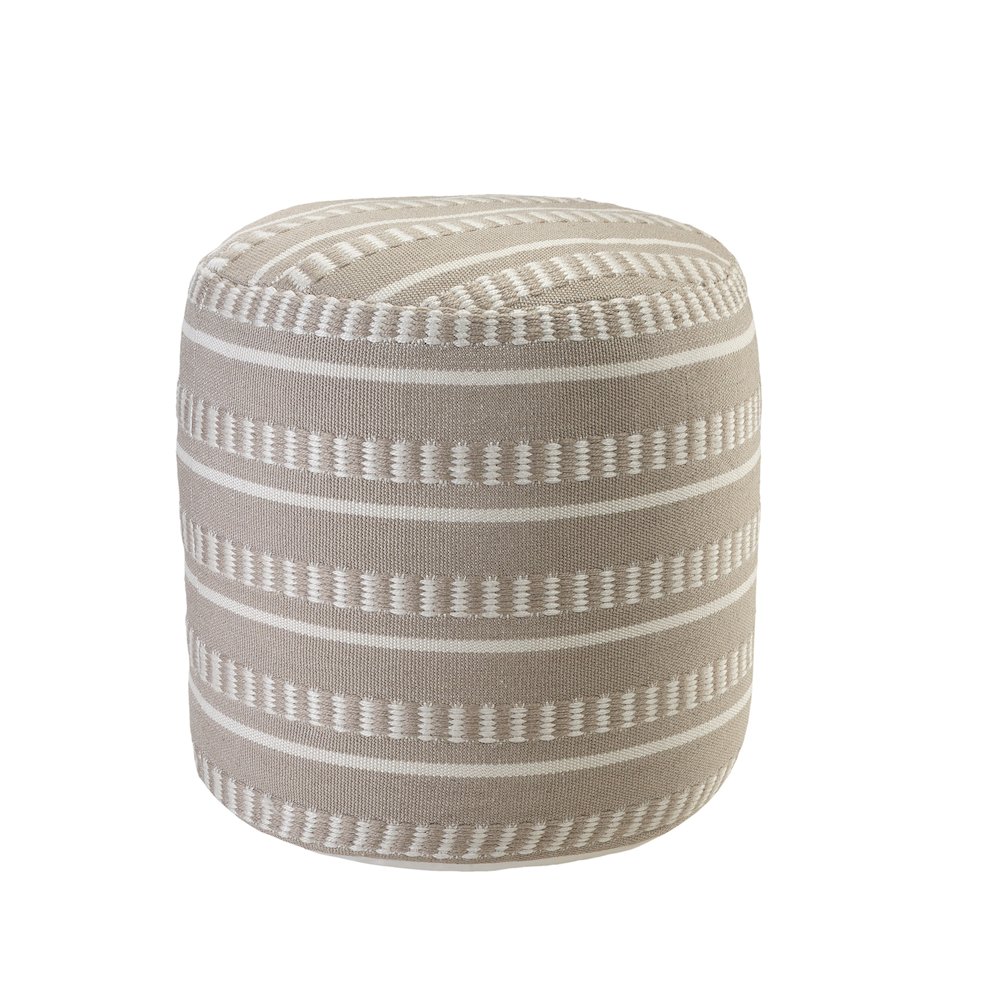 Atlantis Performance Outdoor Pouf in Brown/White, 20" x 20" x 20". Picture 5