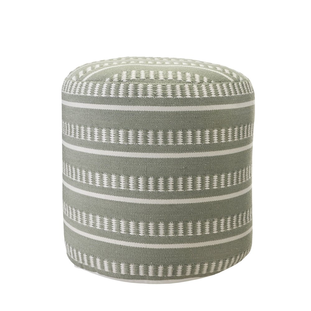 Atlantis Performance Outdoor Pouf in Green/White, 20" x 20" x 20". Picture 1
