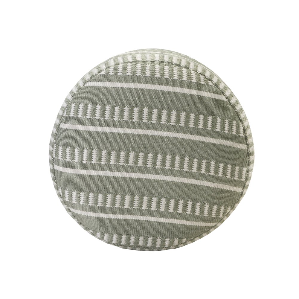 Atlantis Performance Outdoor Pouf in Green/White, 20" x 20" x 20". Picture 3