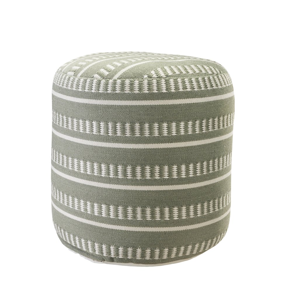 Atlantis Performance Outdoor Pouf in Green/White, 20" x 20" x 20". Picture 4
