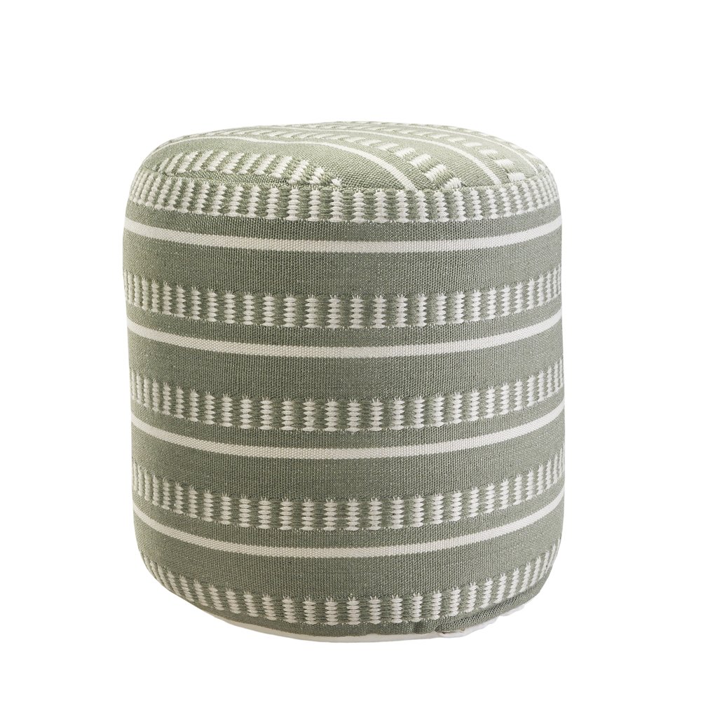 Atlantis Performance Outdoor Pouf in Green/White, 20" x 20" x 20". Picture 5
