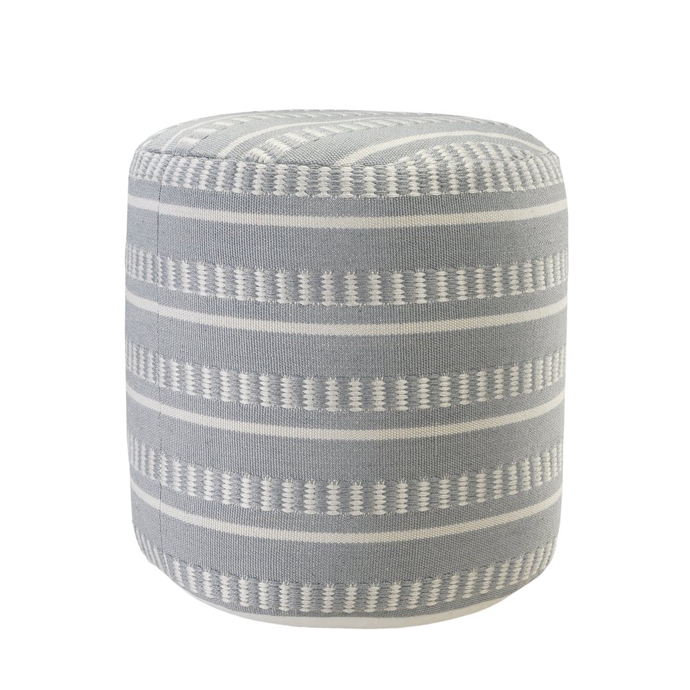 Atlantis Performance Outdoor Pouf in Blue/White, 20" x 20" x 20". Picture 4