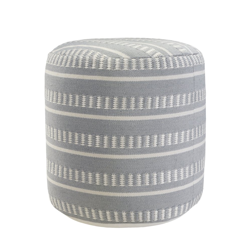Atlantis Performance Outdoor Pouf in Blue/White, 20" x 20" x 20". Picture 5