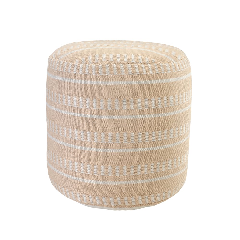 Atlantis Performance Outdoor Pouf in Orange/White, 20" x 20" x 20". Picture 1
