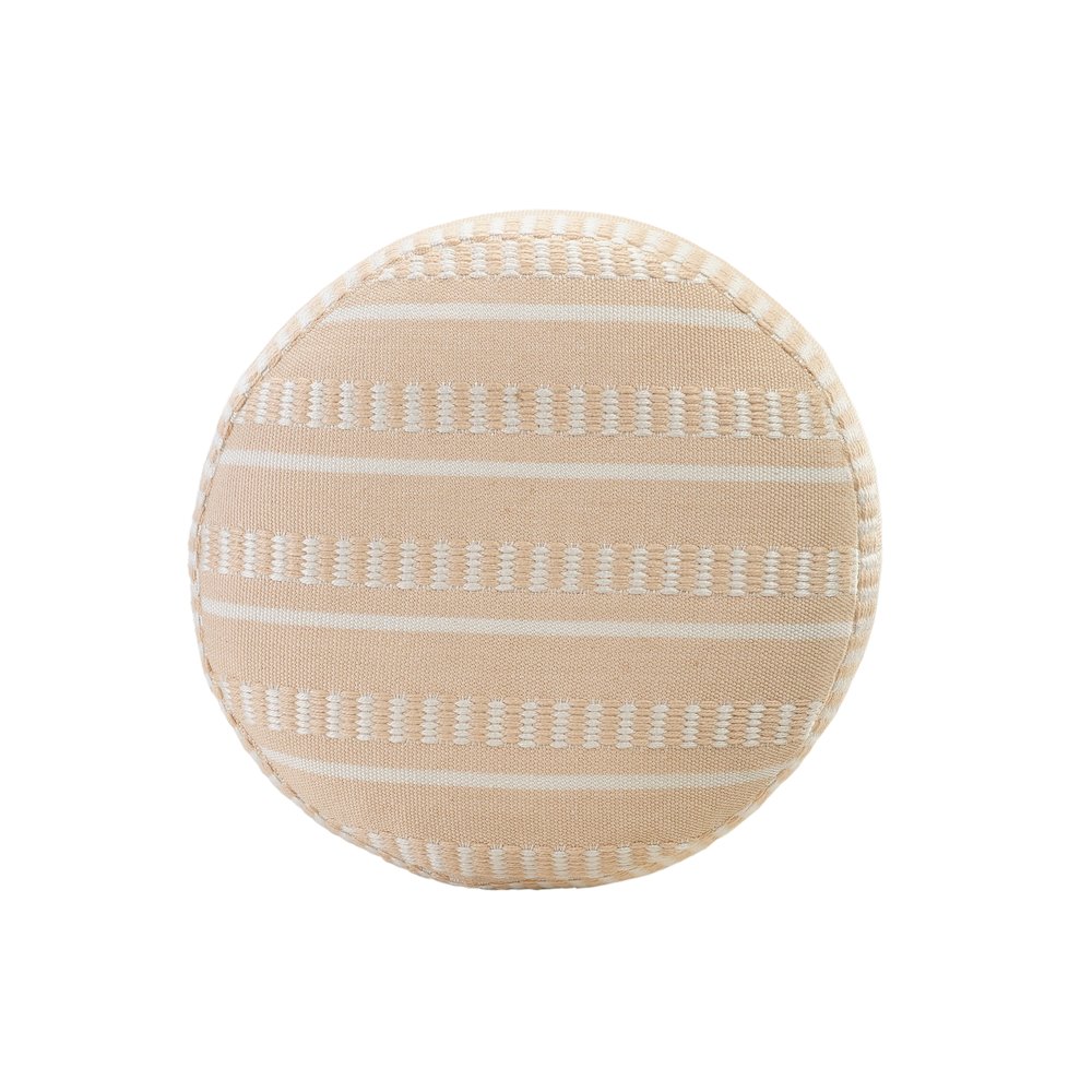 Atlantis Performance Outdoor Pouf in Orange/White, 20" x 20" x 20". Picture 3