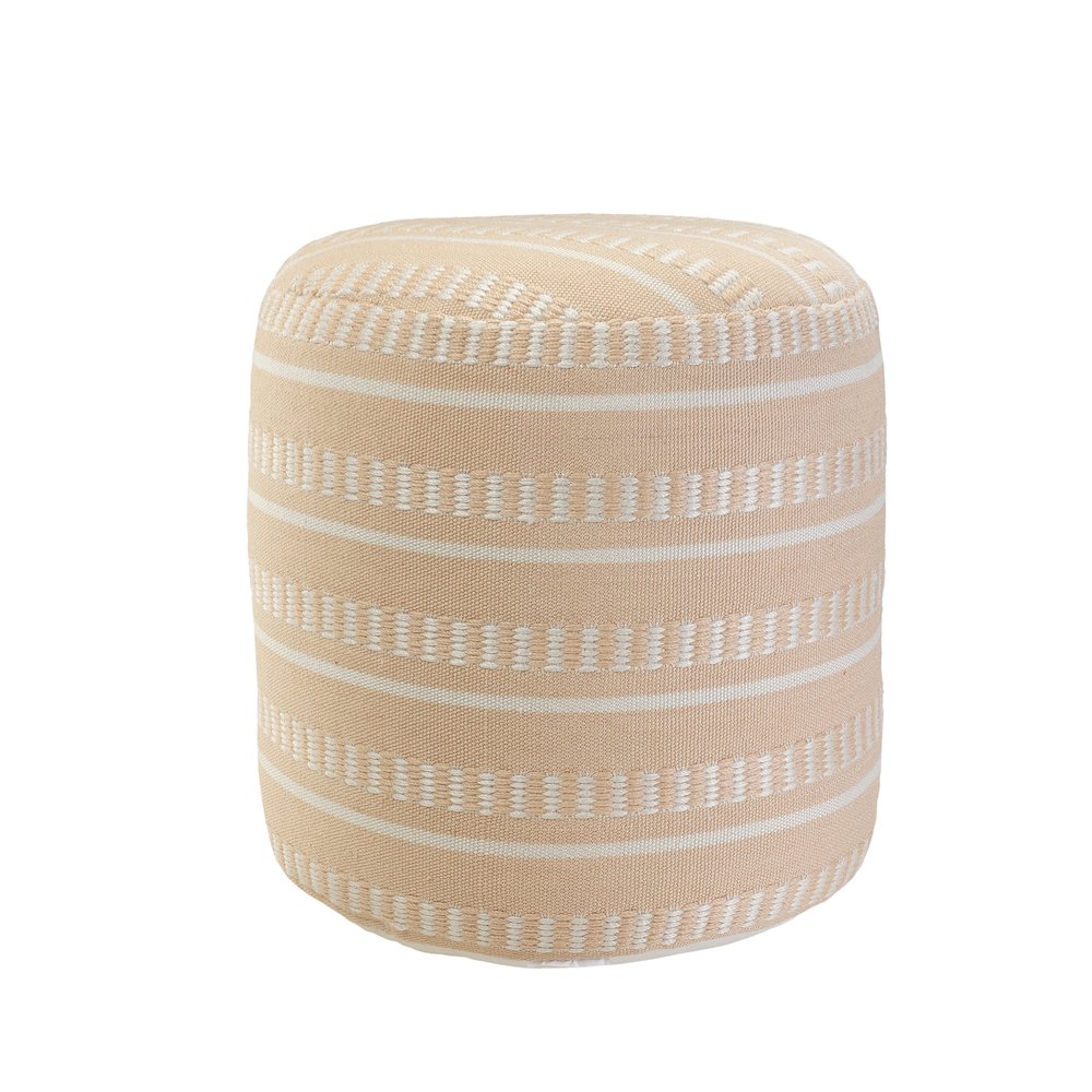 Atlantis Performance Outdoor Pouf in Orange/White, 20" x 20" x 20". Picture 4