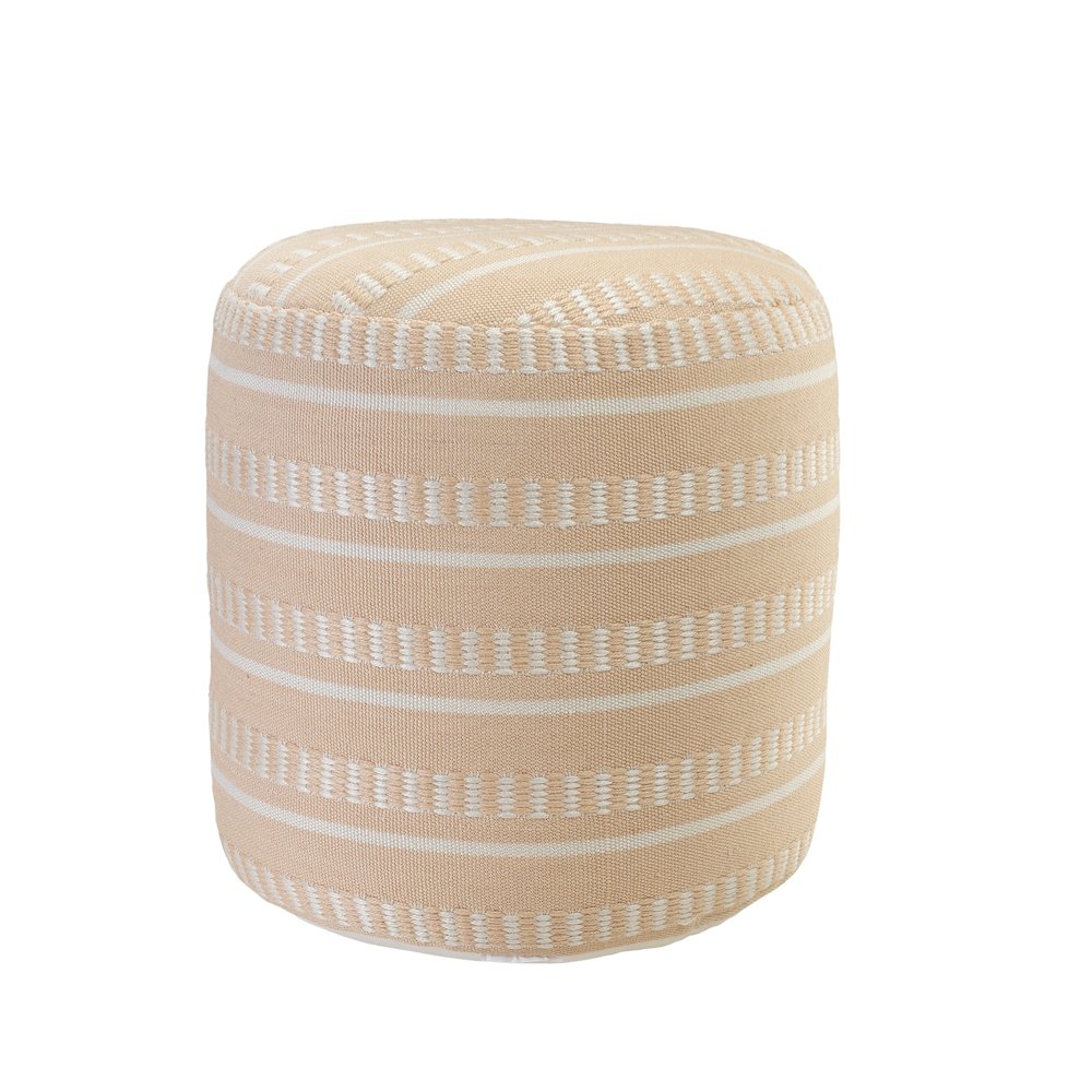Atlantis Performance Outdoor Pouf in Orange/White, 20" x 20" x 20". Picture 5