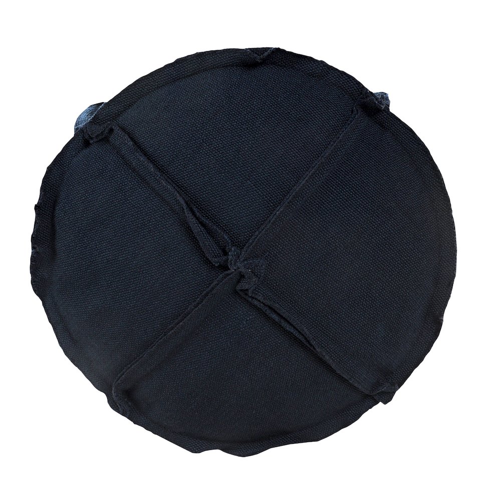 Atlantis Performance Outdoor Pouf in Blue/White, 20" x 20" x 12". Picture 3