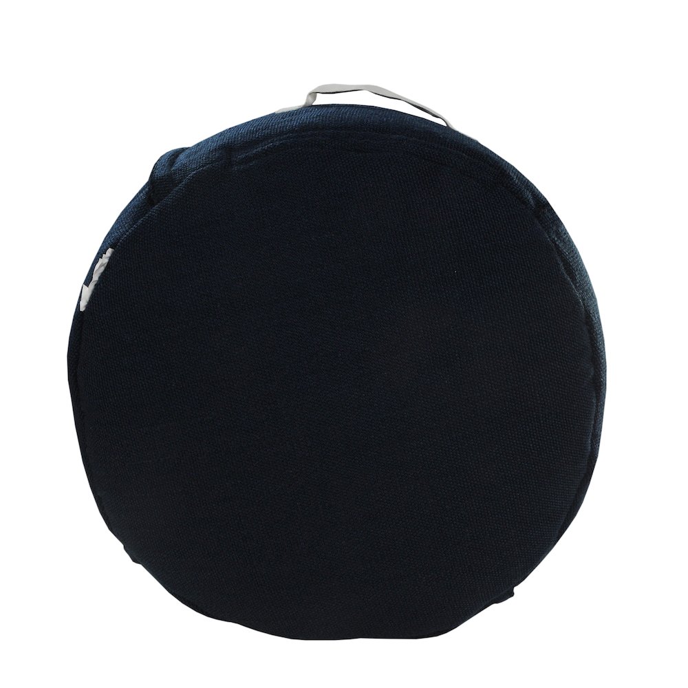 Atlantis Performance Outdoor Pouf in Blue/White, 20" x 20" x 12". Picture 6