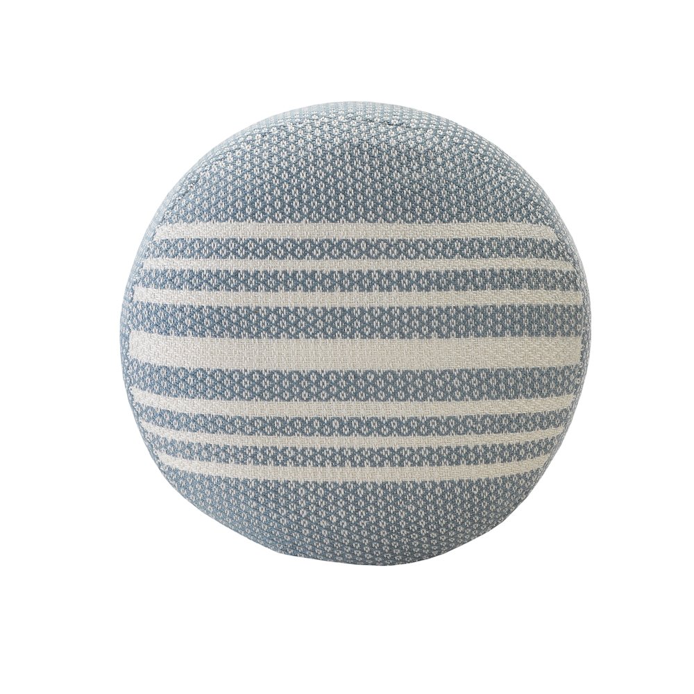 Atlantis Performance Outdoor Pouf in Blue/White, 20" x 20" x 20". Picture 3