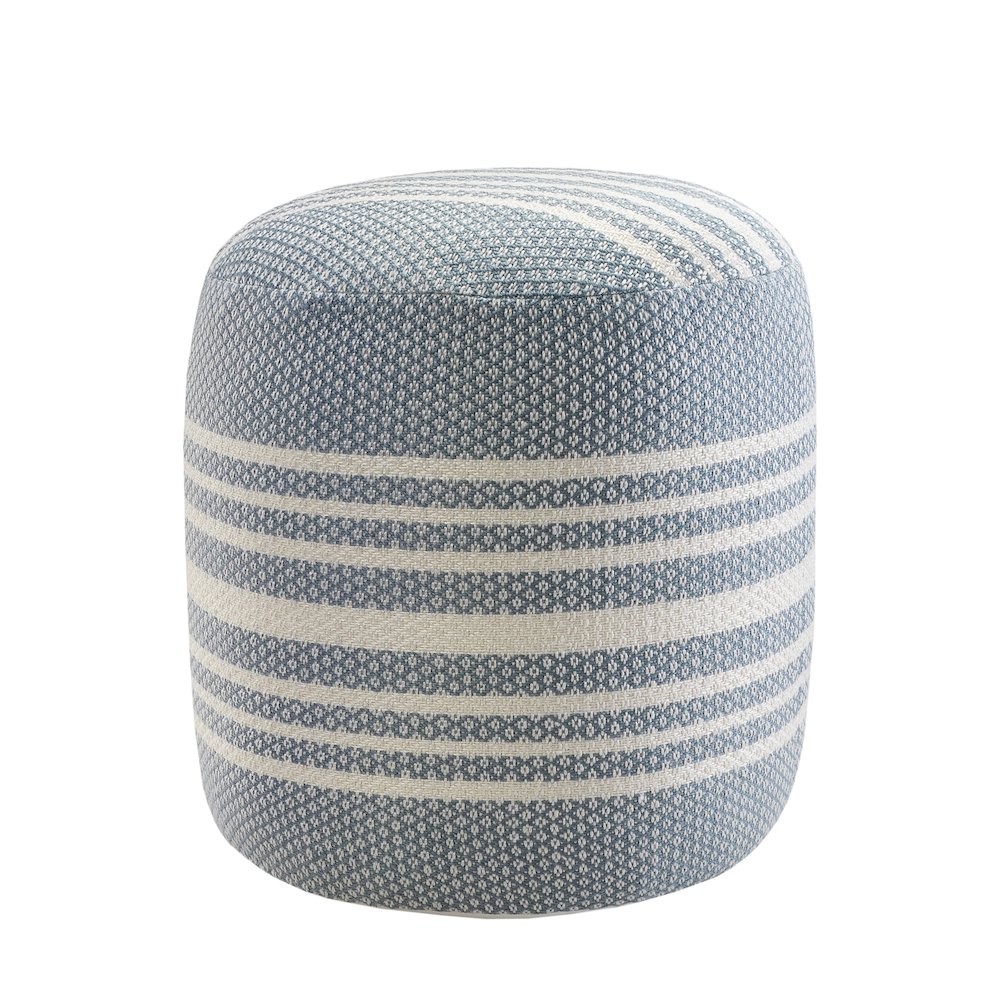 Atlantis Performance Outdoor Pouf in Blue/White, 20" x 20" x 20". Picture 5