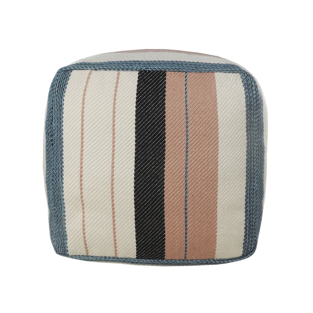 Atlantis Performance Outdoor Pouf in White/Pink, 20" x 20" x 20". Picture 3