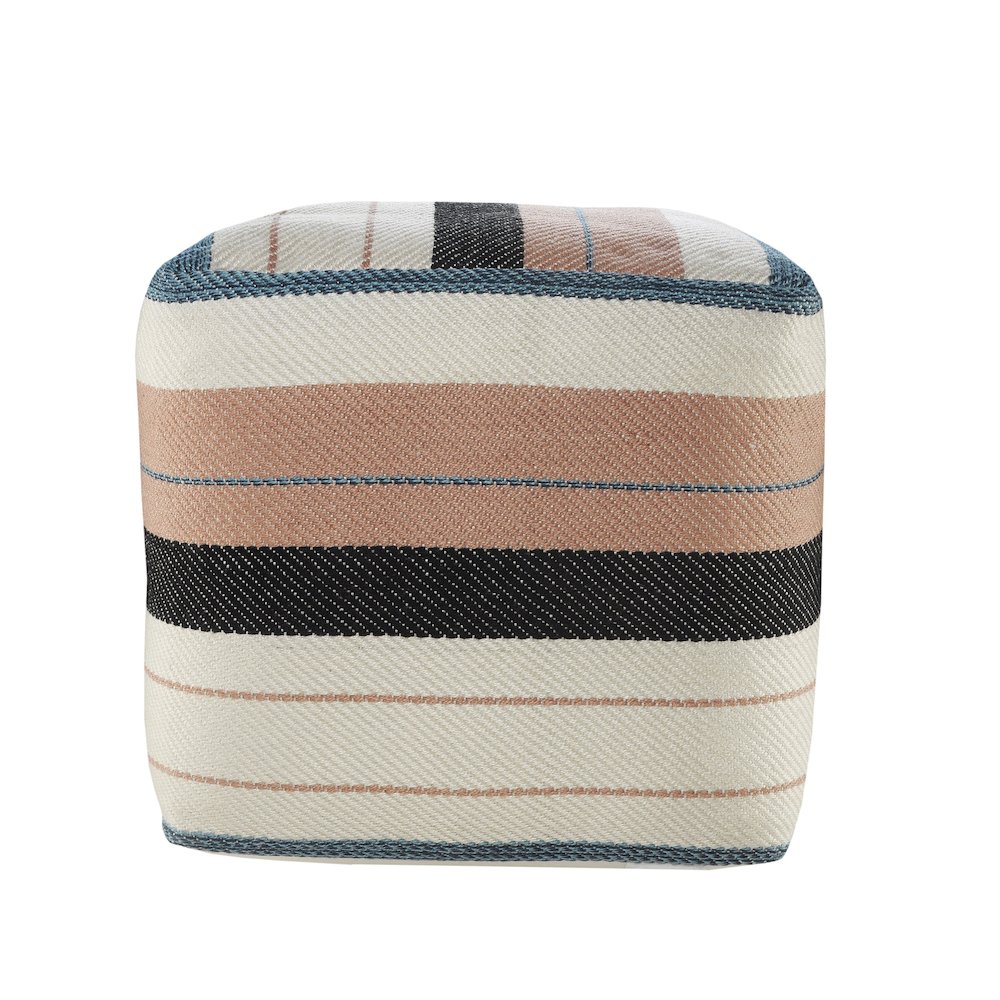 Atlantis Performance Outdoor Pouf in White/Pink, 20" x 20" x 20". Picture 4