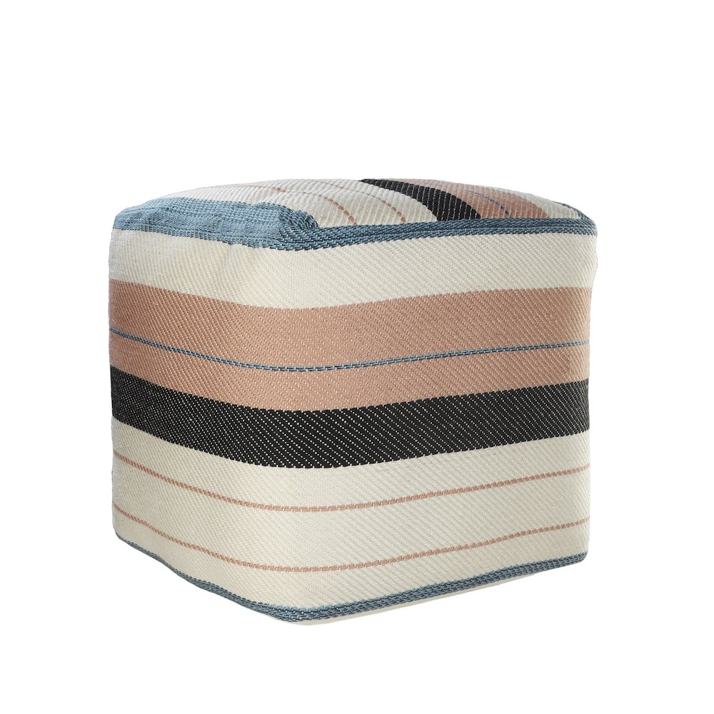 Atlantis Performance Outdoor Pouf in White/Pink, 20" x 20" x 20". Picture 5