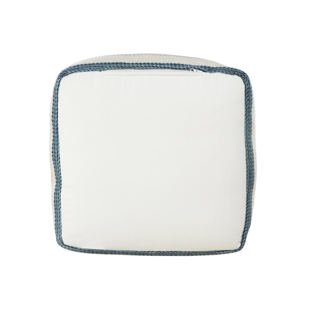 Atlantis Performance Outdoor Pouf in White/Pink, 20" x 20" x 20". Picture 6