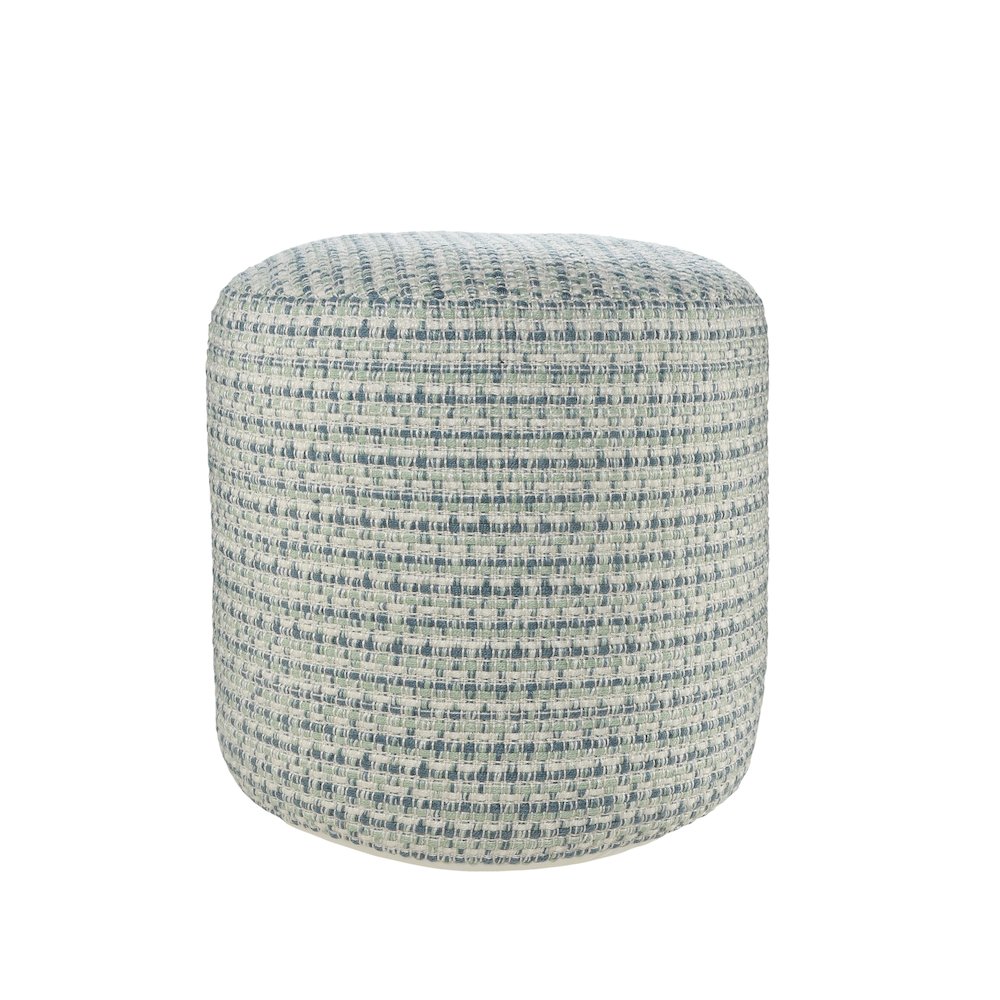 Atlantis Performance Outdoor Pouf in Blue/Green, 20" x 20" x 20". Picture 1
