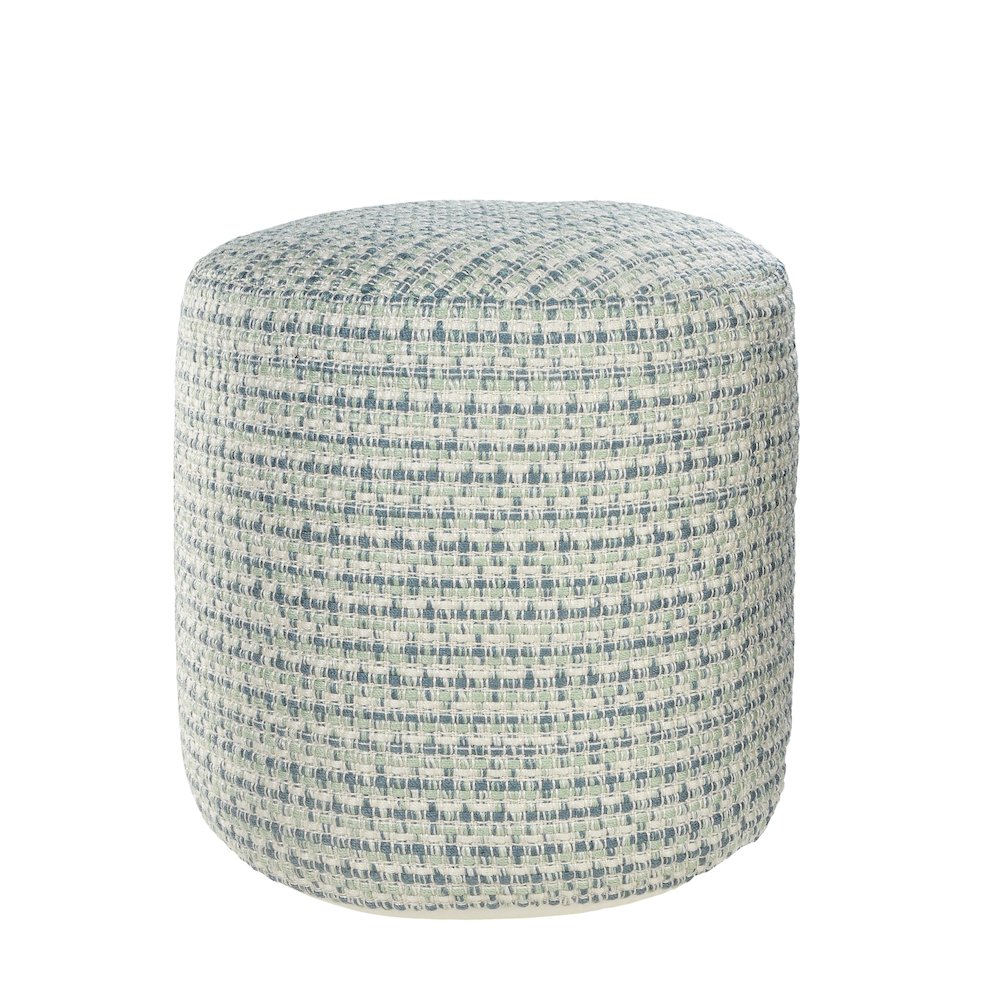 Atlantis Performance Outdoor Pouf in Blue/Green, 20" x 20" x 20". Picture 5