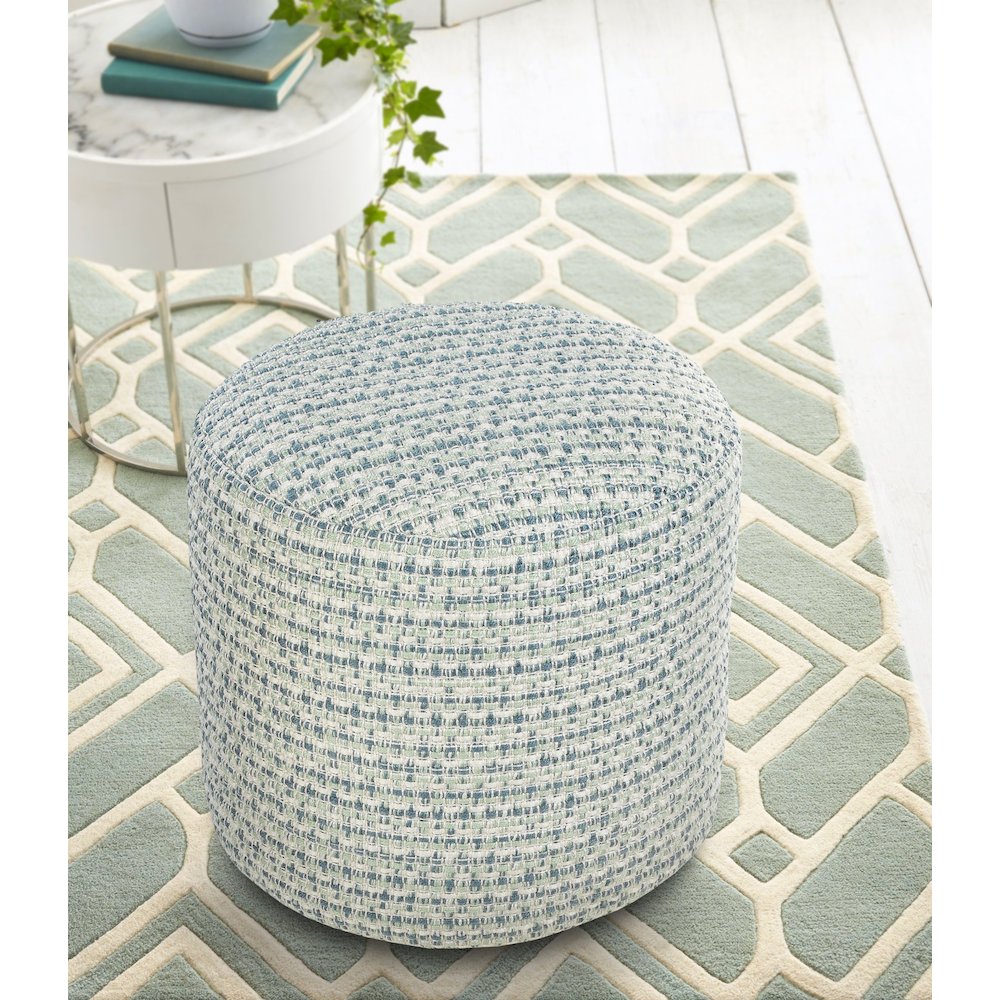 Atlantis Performance Outdoor Pouf in Blue/Green, 20" x 20" x 20". Picture 7