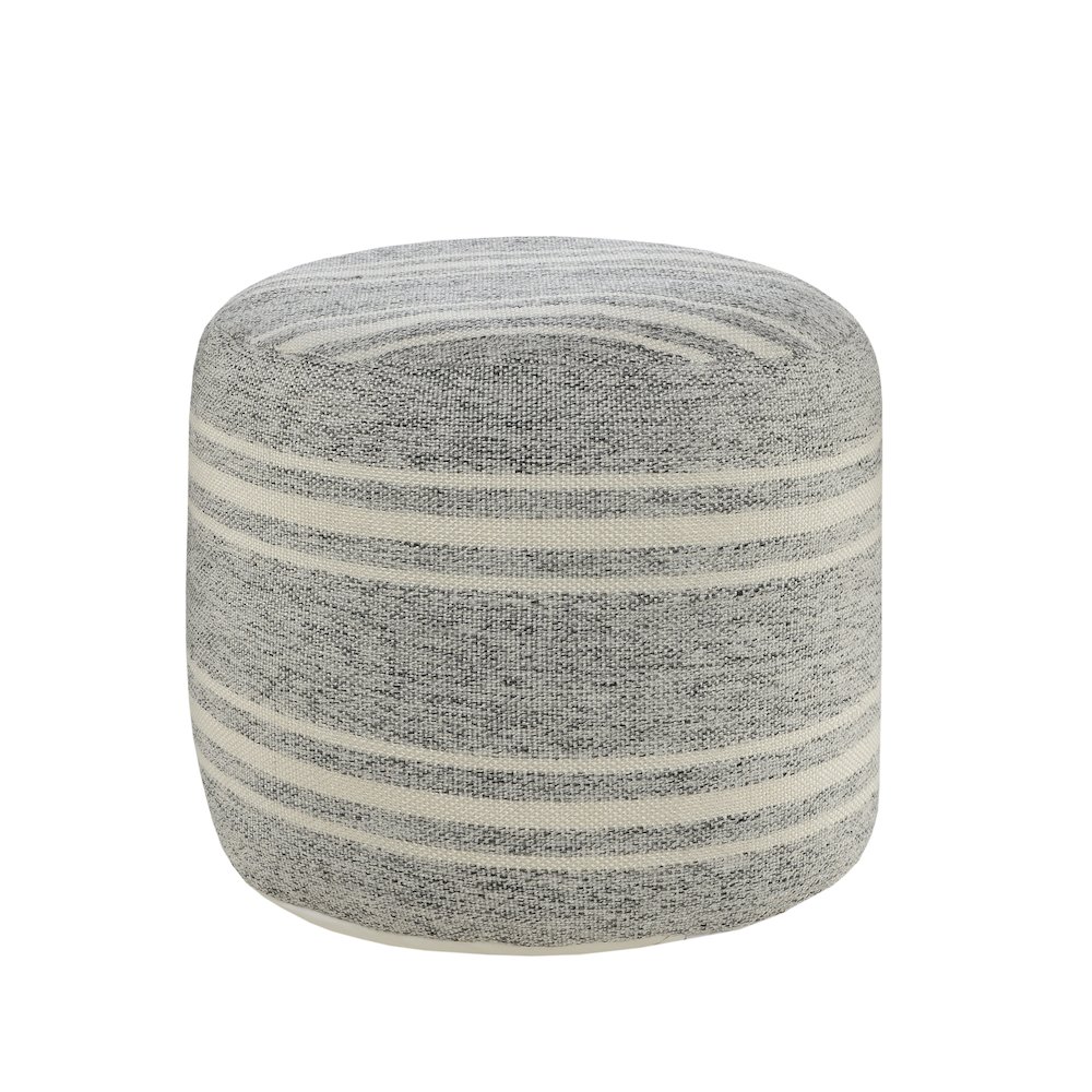 Atlantis Performance Outdoor Pouf in Gray/White, 18" x 18" x 14". Picture 1