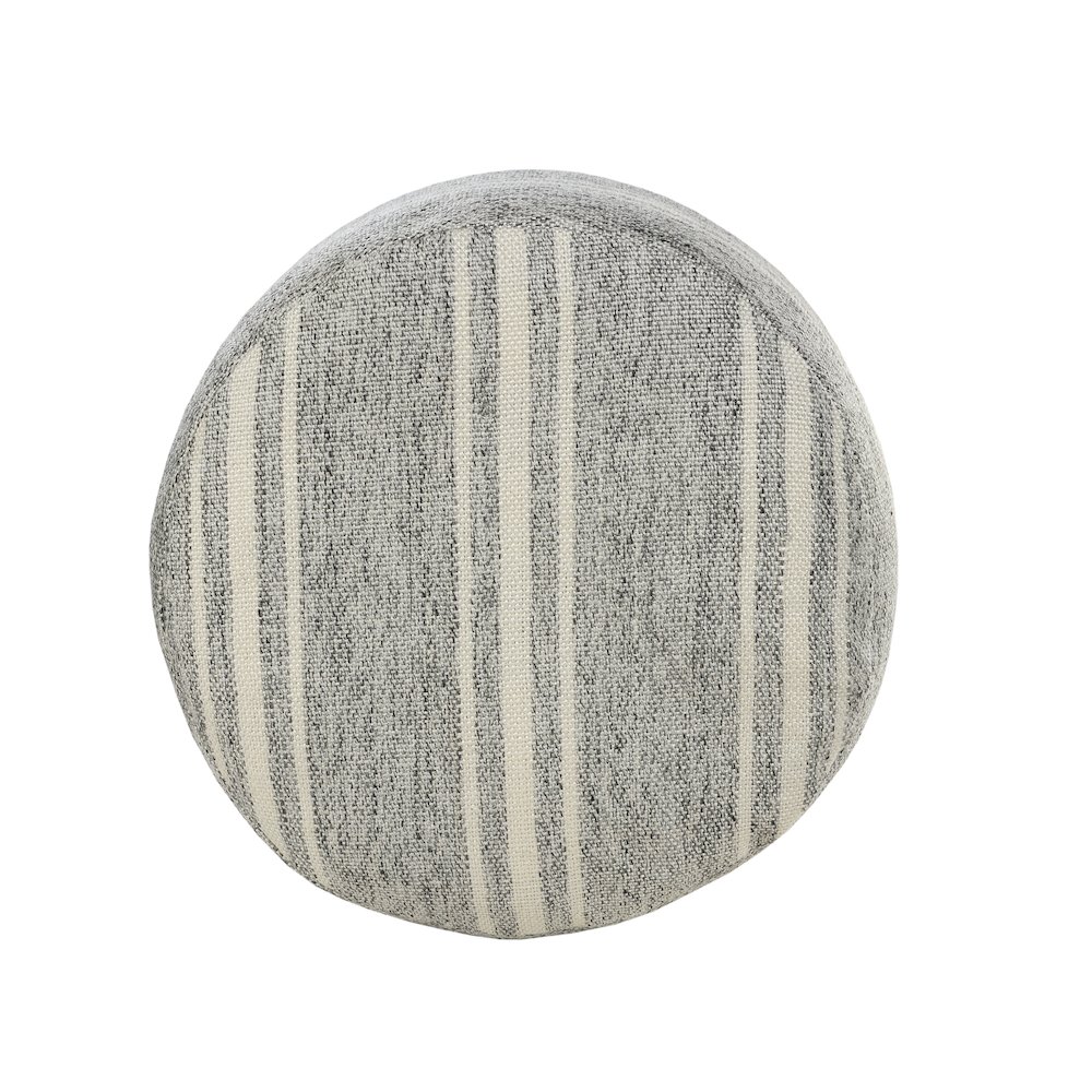 Atlantis Performance Outdoor Pouf in Gray/White, 18" x 18" x 14". Picture 3