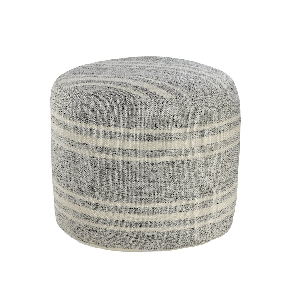 Atlantis Performance Outdoor Pouf in Gray/White, 18" x 18" x 14". Picture 4