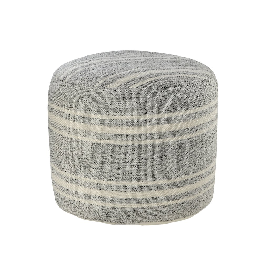 Atlantis Performance Outdoor Pouf in Gray/White, 18" x 18" x 14". Picture 5