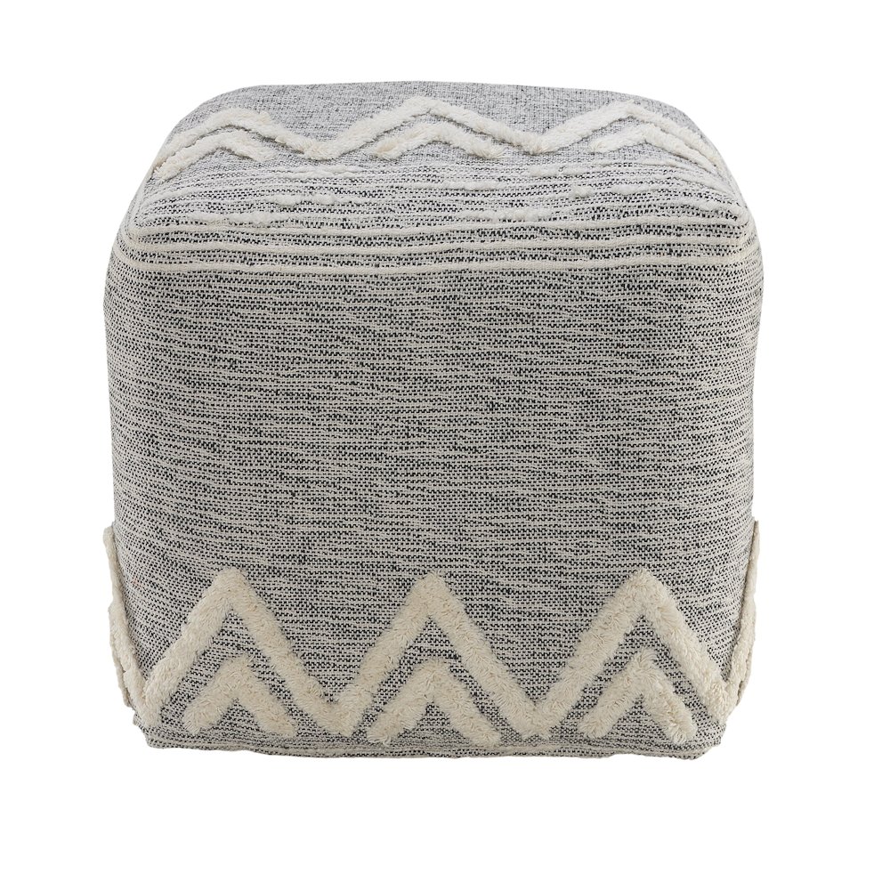 Morningside Performance Indoor Pouf in Gray/Ivory, 16" x 16" x 16". Picture 4
